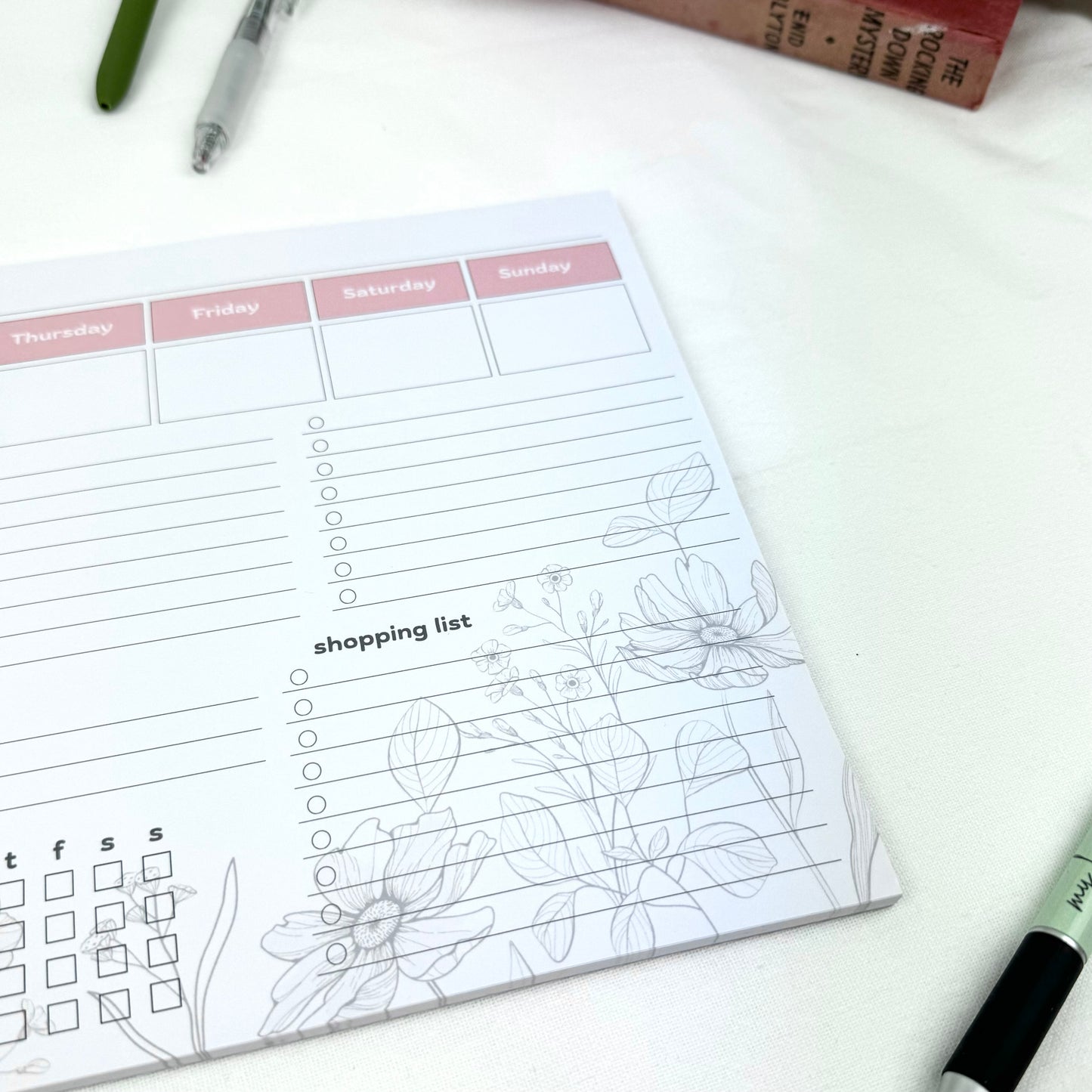 Weekly planner pad