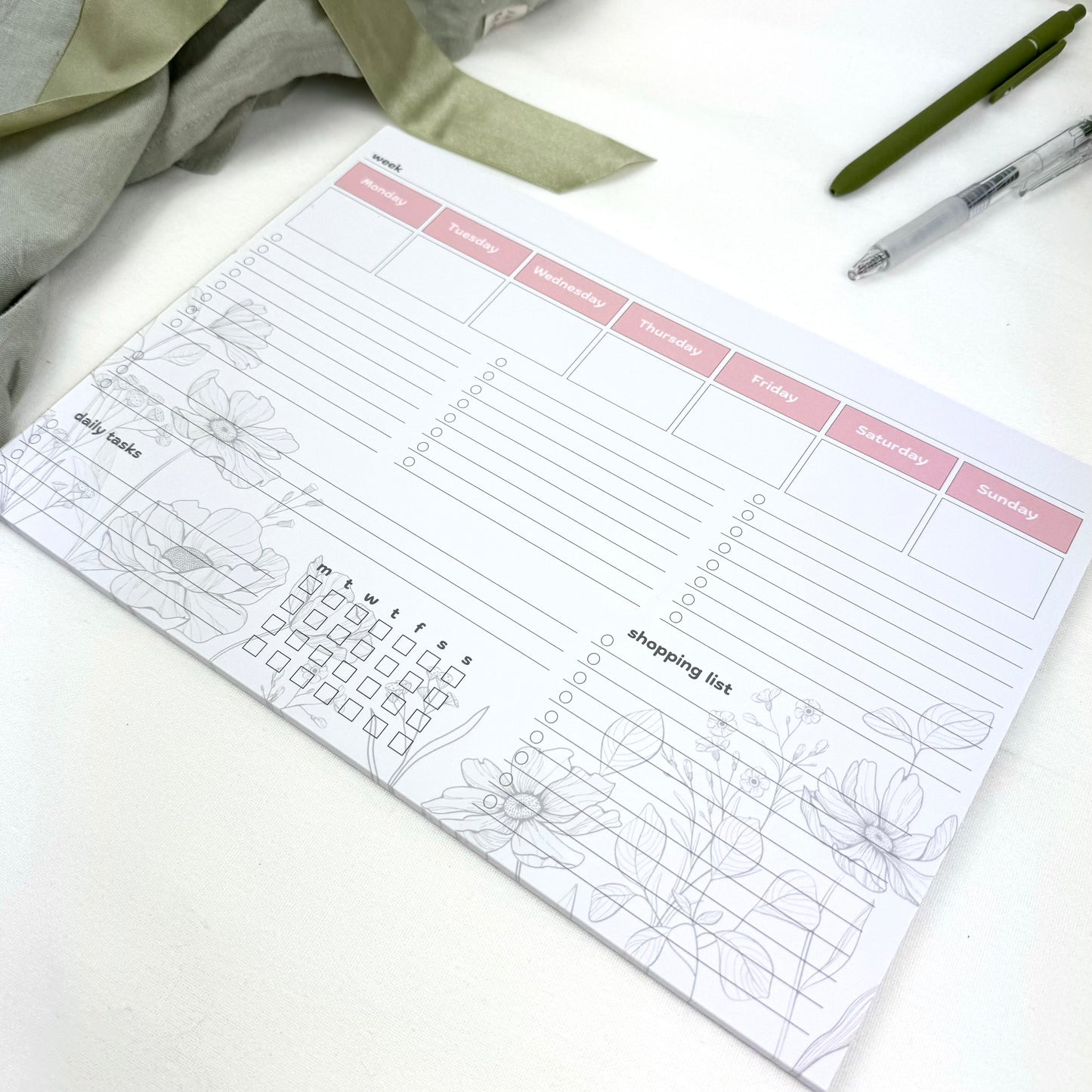 Weekly planner pad