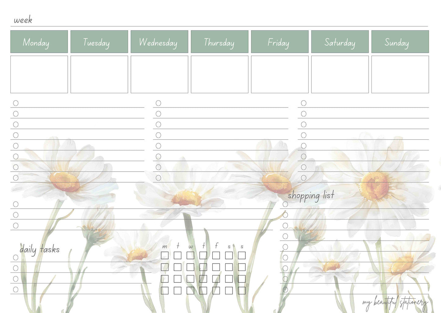 Weekly planner pad