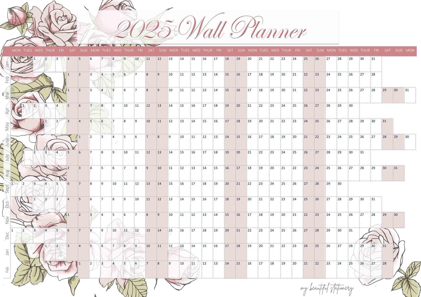 2025 Wall Planner Digital files only