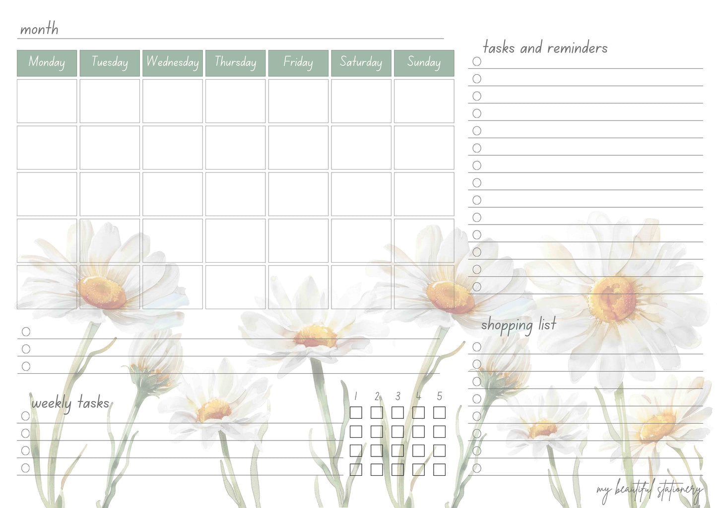 Monthly planner pad