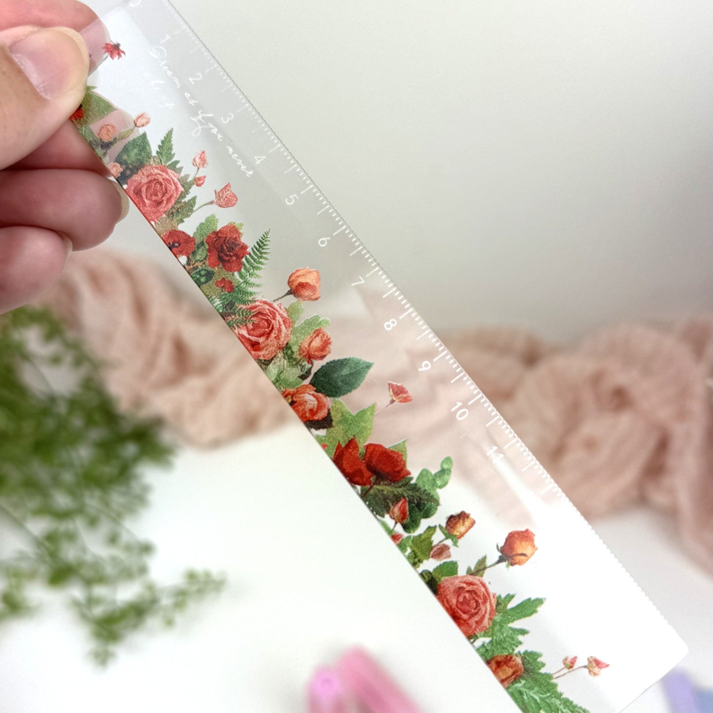 15 cm Ruler with flowers