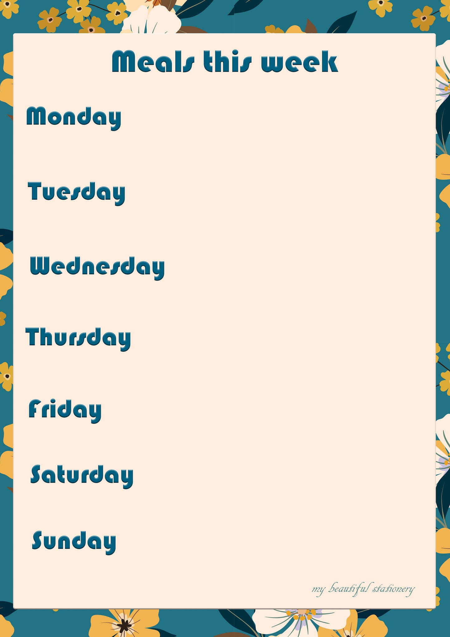Meals and What's happening this week