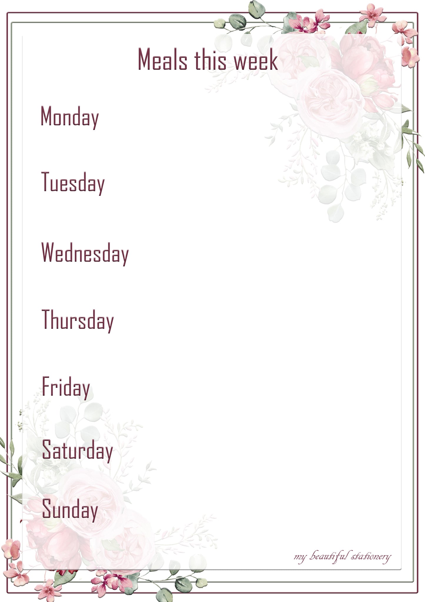 Meals and What's happening this week