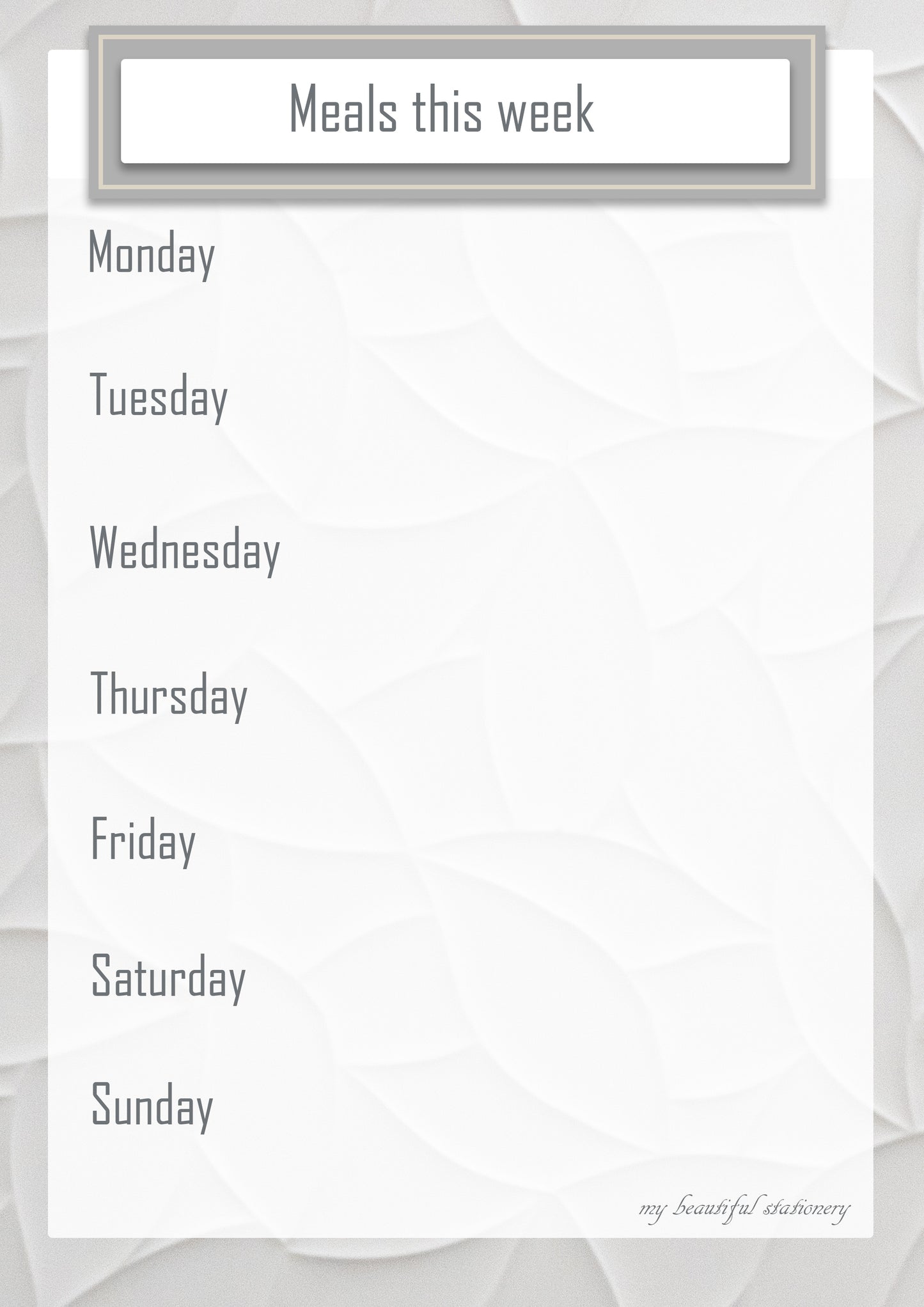 Meals and What's happening this week
