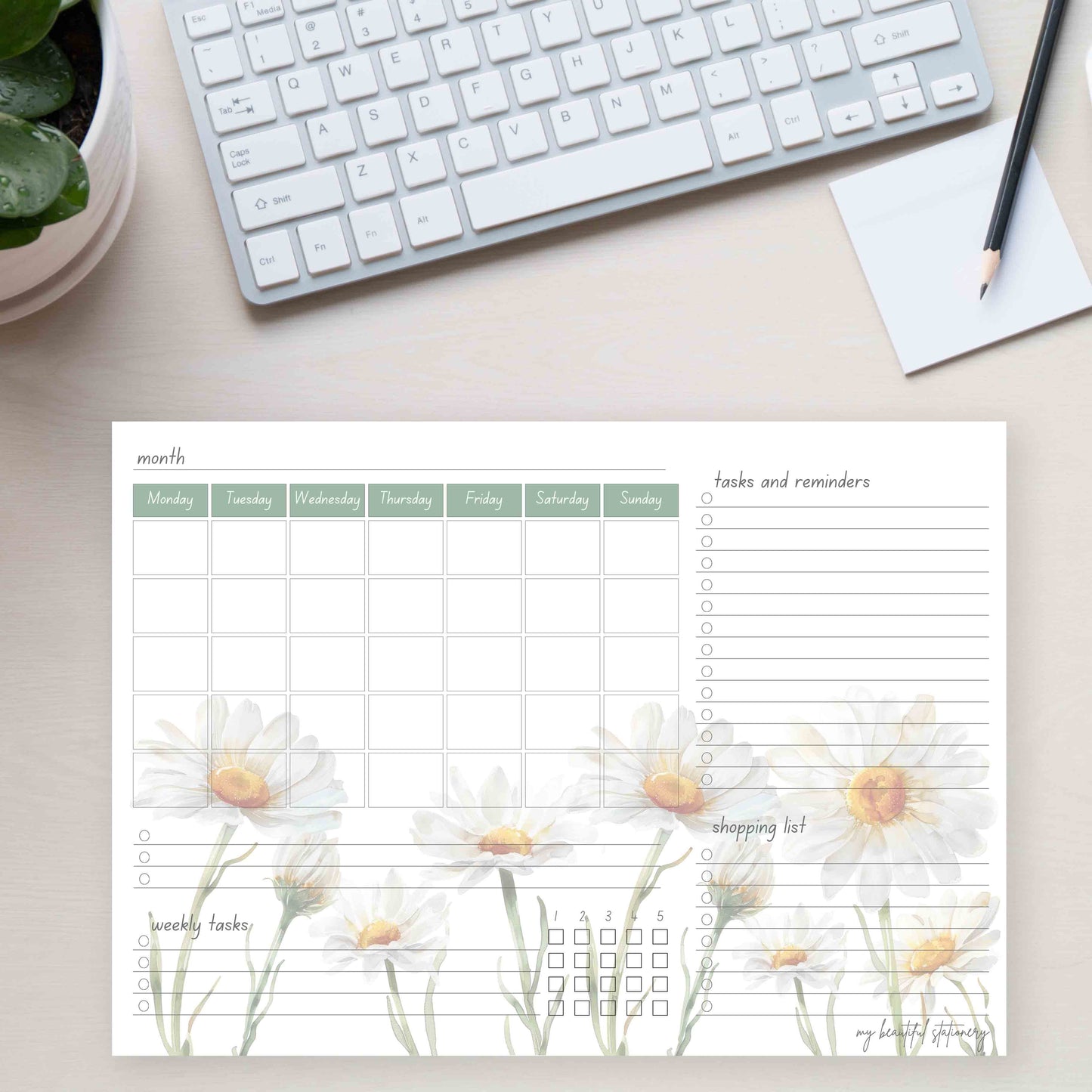 Monthly planner pad