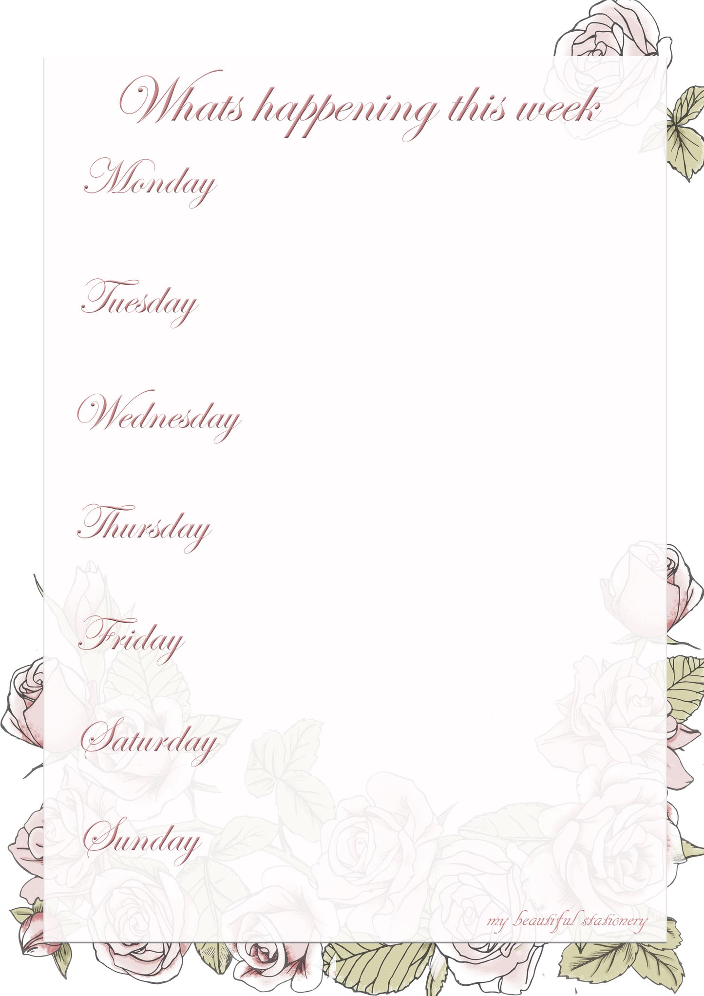 Meals and What's happening this week
