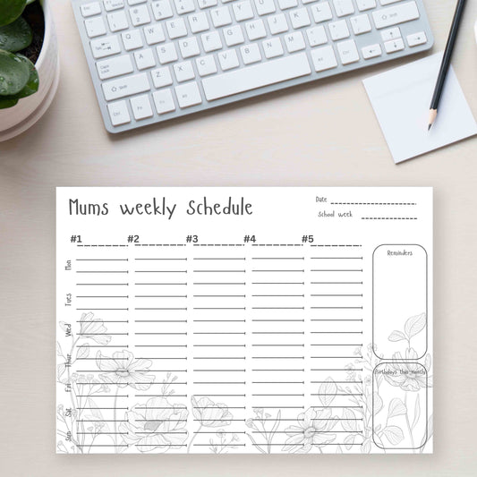 Mums weekly schedule - Print your own or digital