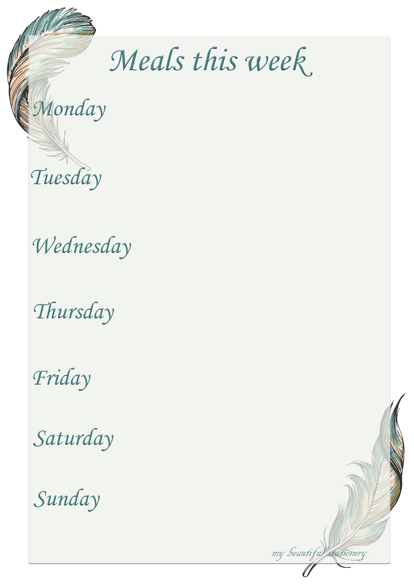 Meals and What's happening this week