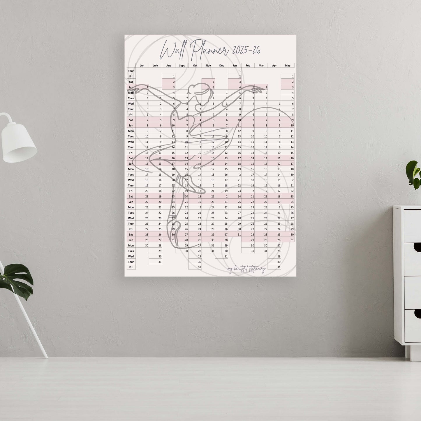 2025-26 Wall planner June to May