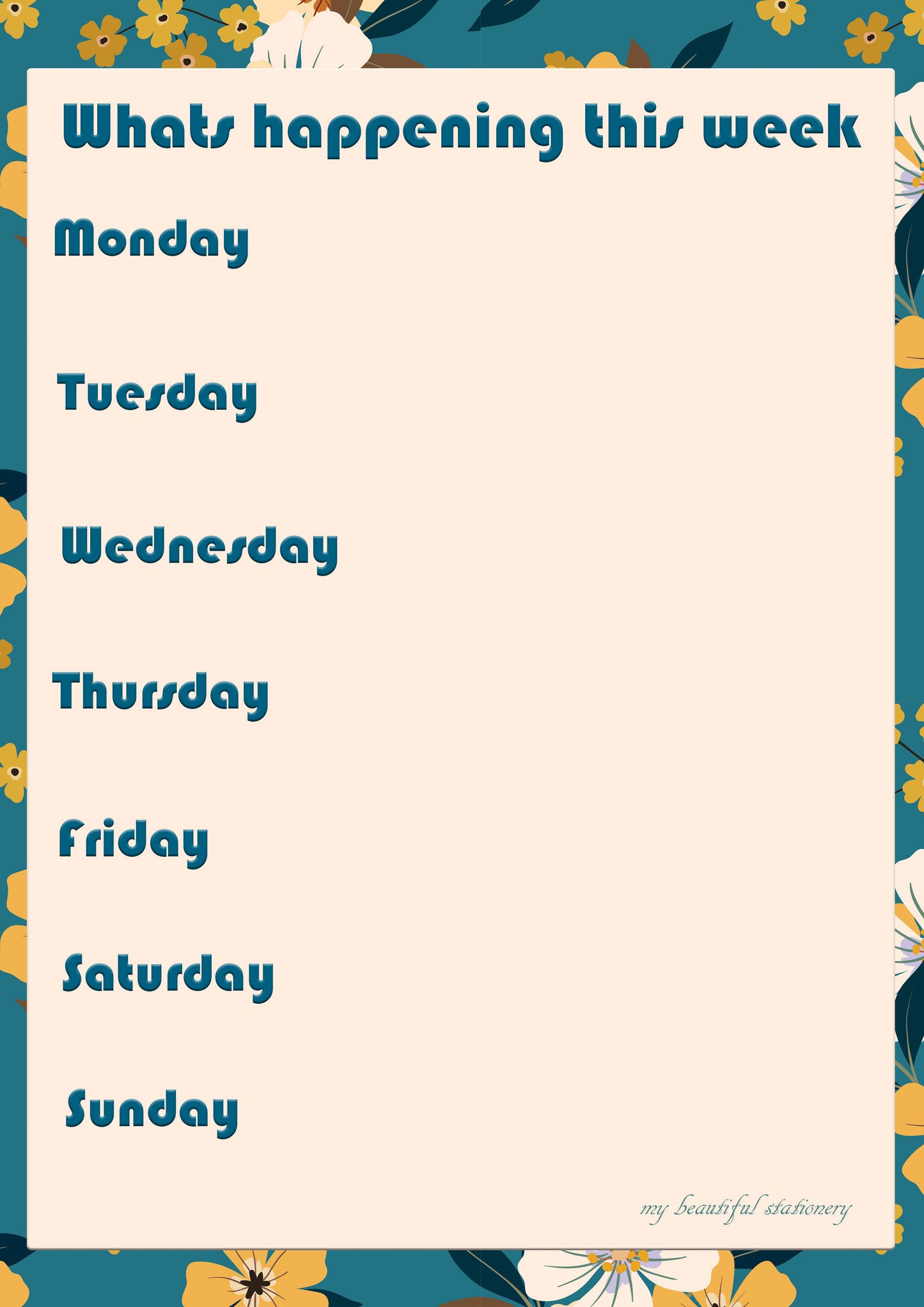 Meals and What's happening this week